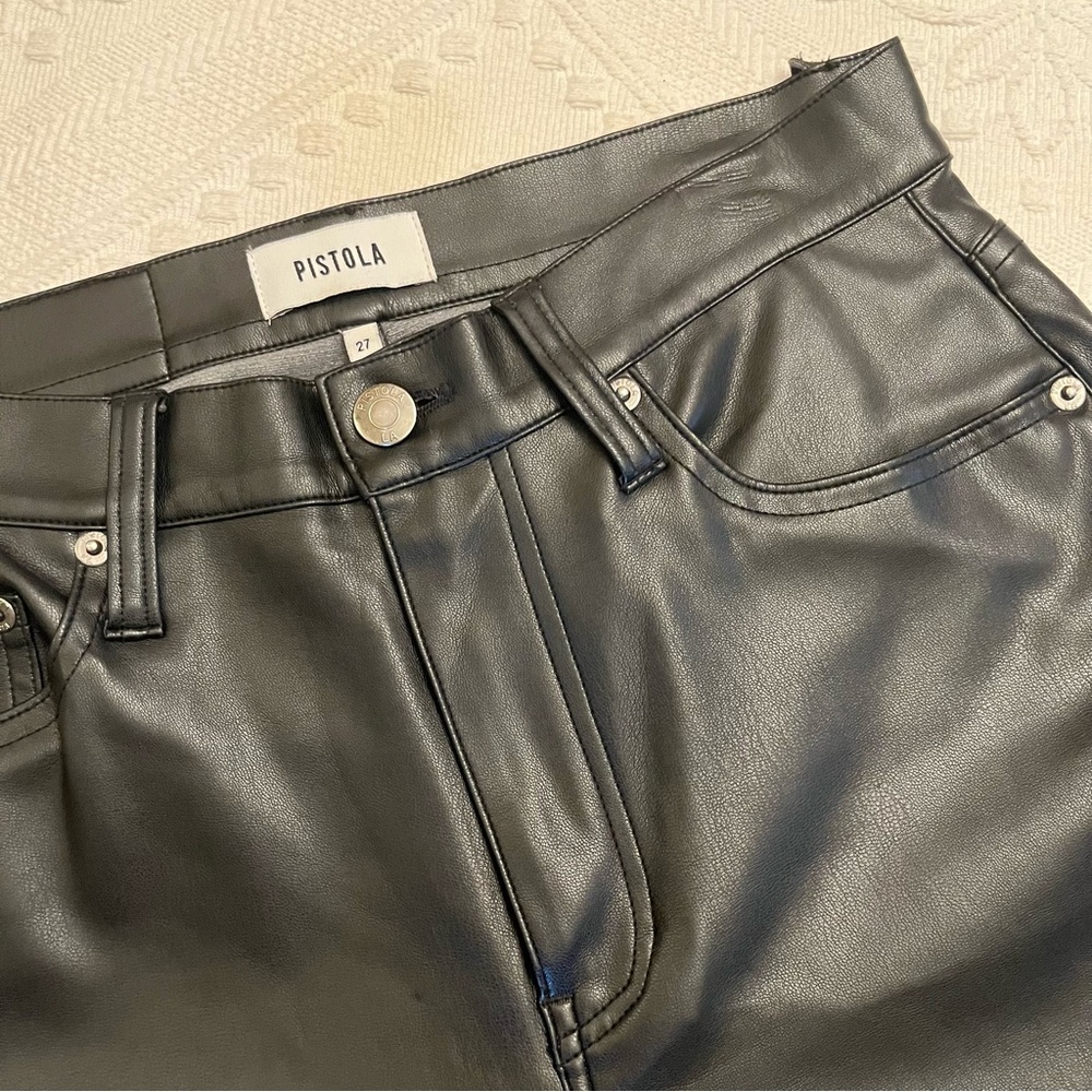 Pistola faux leather pants straight leg black size 27